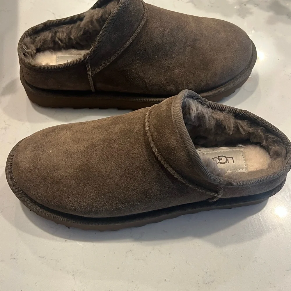 UGG Men’s Chocolate Brown Suede Shearling Slip-On